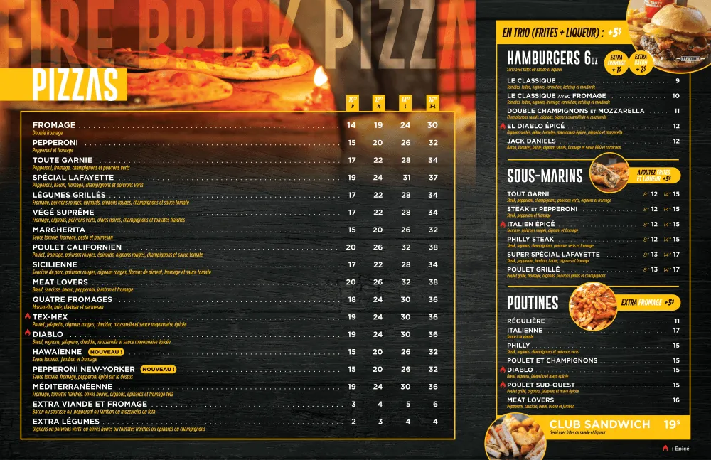 Menu Lafayette Pizzeria — page 1